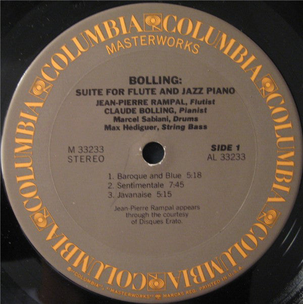 Jean-Pierre Rampal / Claude Bolling : Suite For Flute And Jazz Piano (LP, Album, Ter)