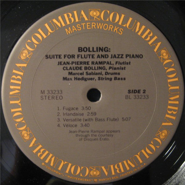 Jean-Pierre Rampal / Claude Bolling : Suite For Flute And Jazz Piano (LP, Album, Ter)