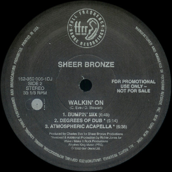 Sheer Bronze : Walkin' On (12", Promo)