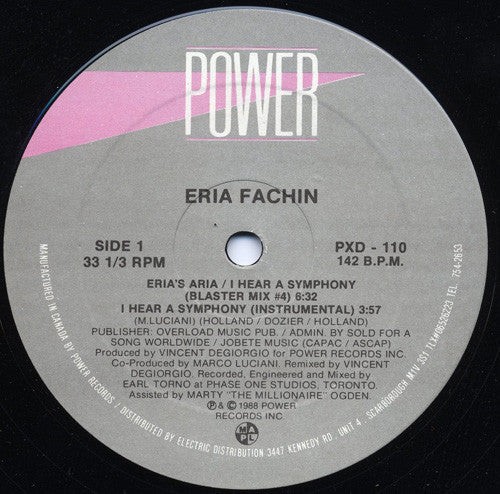 Eria Fachin : I Hear A Symphony (12")