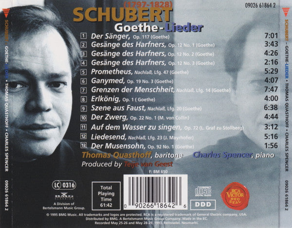 Schubert*, Thomas Quasthoff, Charles Spencer (2) : Goethe-Lieder (CD)