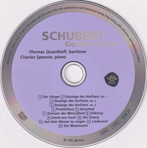 Schubert*, Thomas Quasthoff, Charles Spencer (2) : Goethe-Lieder (CD)