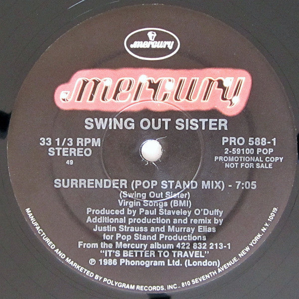 Swing Out Sister : Surrender (Pop Stand Mix) (12", Maxi, Promo)