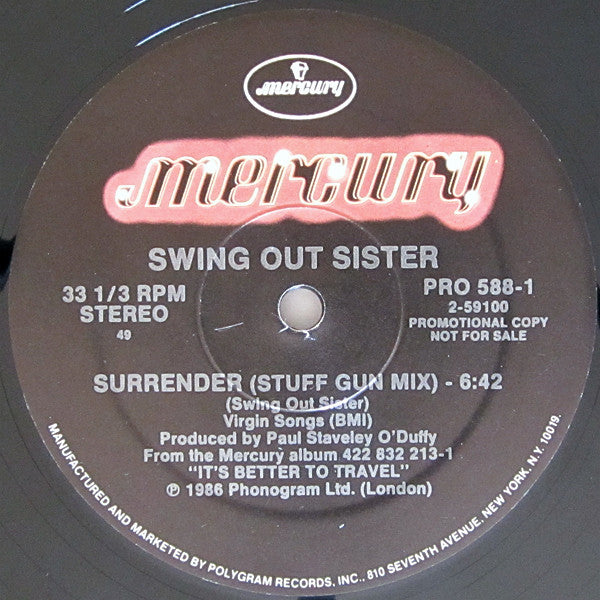 Swing Out Sister : Surrender (Pop Stand Mix) (12", Maxi, Promo)