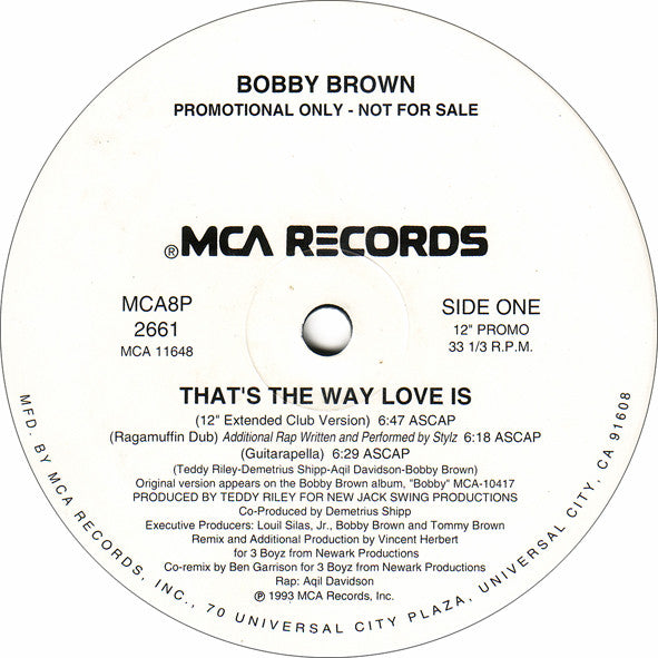 Bobby Brown : That's The Way Love Is (12", Promo)