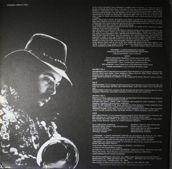 Chuck Mangione With The Rochester Philharmonic Orchestra : Together: A New Chuck Mangione Concert (2xLP, Album)