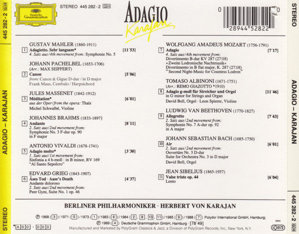 Berliner Philharmoniker, Herbert von Karajan : Adagio (CD, Comp, RE)