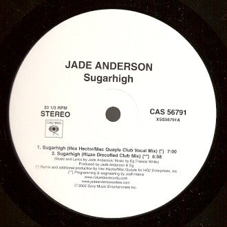 Jade Anderson : Sugarhigh (12", Promo)