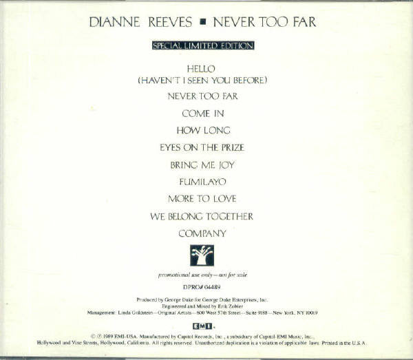 Dianne Reeves : Never Too Far (CD, Album, Ltd, Promo)