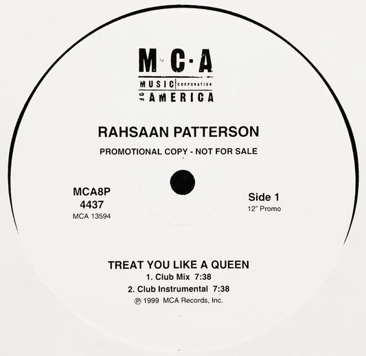 Rahsaan Patterson : Treat You Like A Queen (12", Promo)