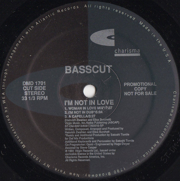 Basscut : I'm Not In Love (12", Promo)