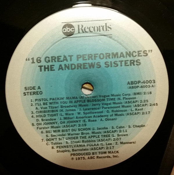 The Andrews Sisters : Sixteen Great Performances (LP, Comp)