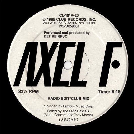 Det Reirruc / Club's Rappers : Axel F / Like Eddie Did (12")