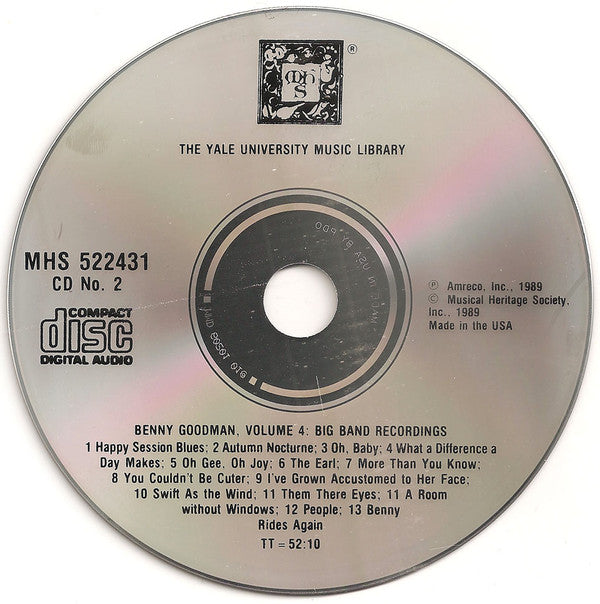 Benny Goodman : The Benny Goodman Yale Archive, Volumes 3 & 4 (2xCD, Comp, RE)