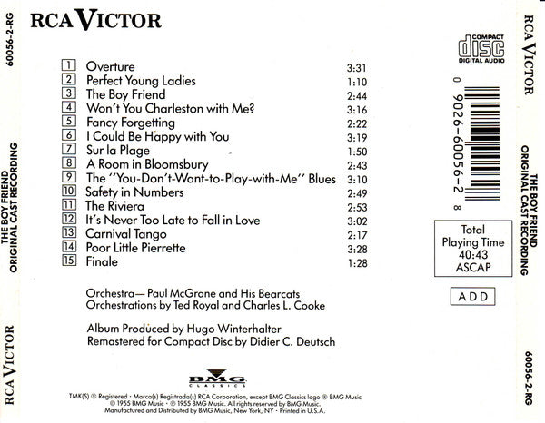 Feuer & Martin : The Boy Friend - A New Musical Comedy Of The 1920's (An Original Cast Recording) (CD, Album, RM)