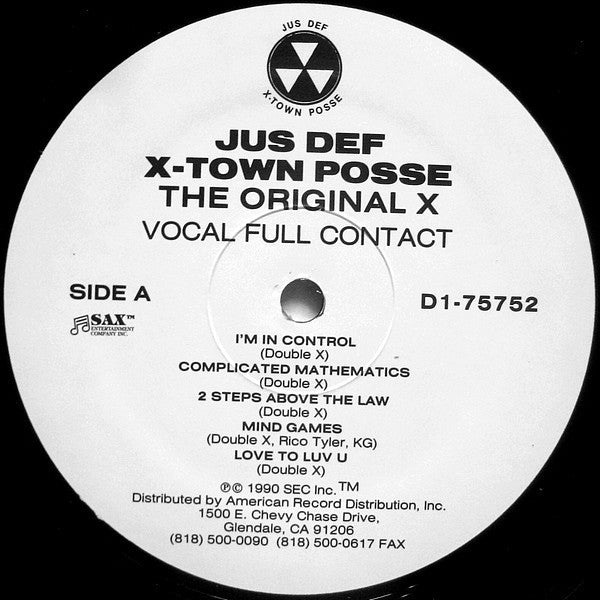 Jus Def / X-Town Posse, The Original X : Vocal Full Contact (LP, Album, Promo)