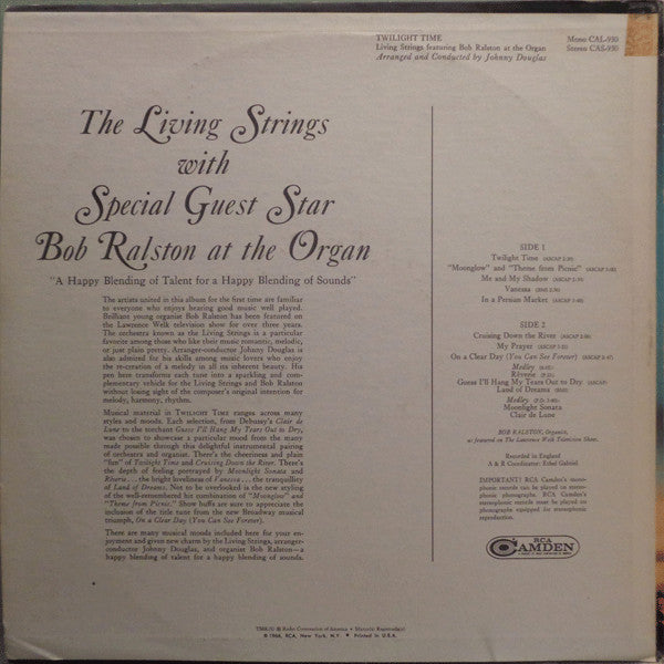 Living Strings Featuring Bob Ralston (2) : Twilight Time (LP, Album, RE)