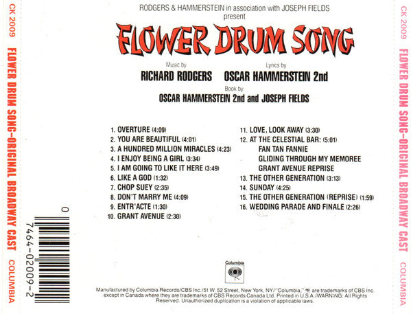 Rodgers & Hammerstein : Flower Drum Song (CD, Album, RE)