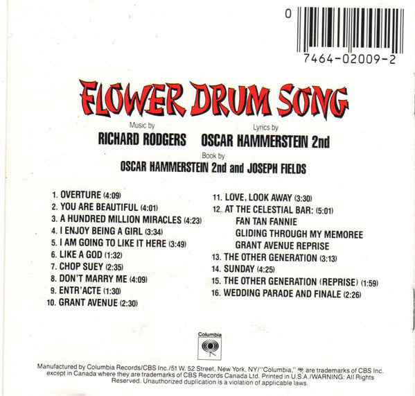 Rodgers & Hammerstein : Flower Drum Song (CD, Album, RE)