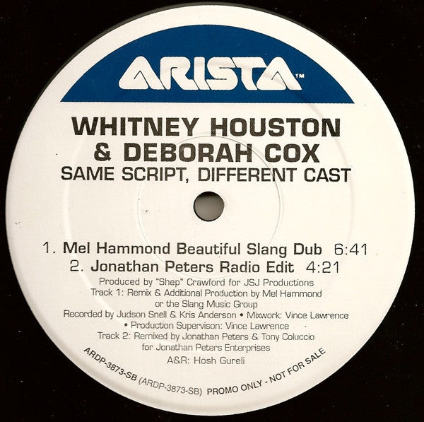 Whitney Houston & Deborah Cox : Same Script, Different Cast (12", Promo)