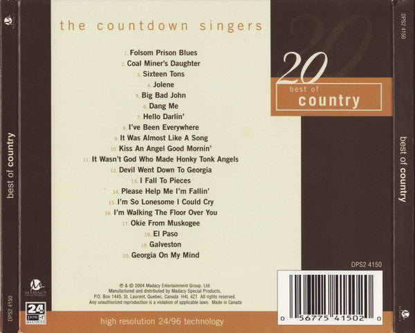 The Countdown Singers : 20 Best Of Country (CD, Comp)