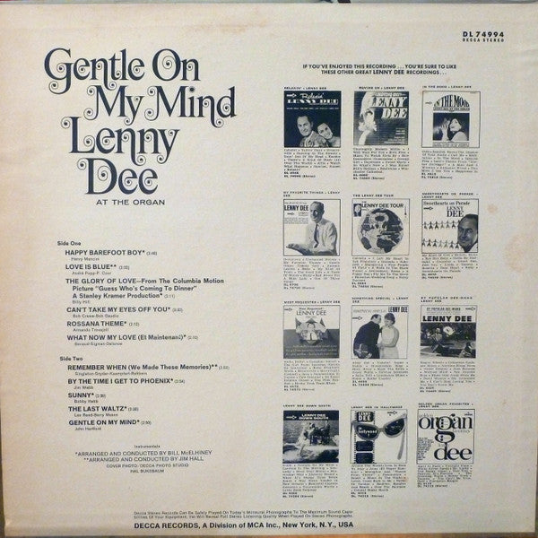 Lenny Dee (2) : Gentle On My Mind (LP, Album, RE)