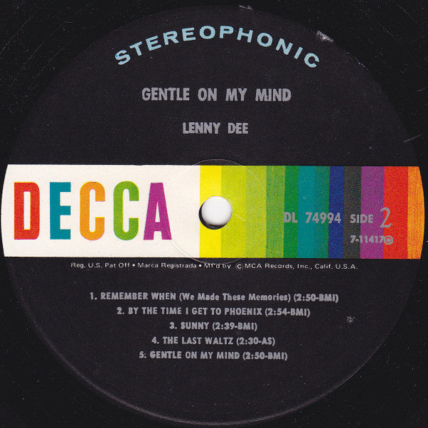 Lenny Dee (2) : Gentle On My Mind (LP, Album, RE)