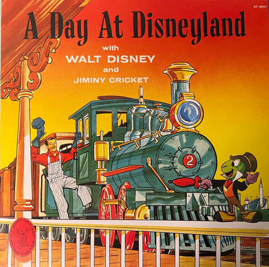 Walt Disney, Cliff "Ukulele Ike" Edwards : A Day At Disneyland With Walt Disney And Jiminy Cricket (LP, RE, Gat)