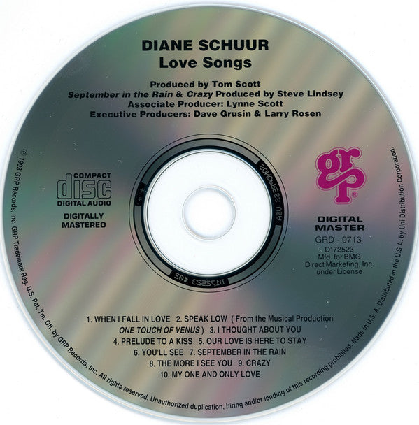 Diane Schuur : Love Songs (CD, Album, Club)