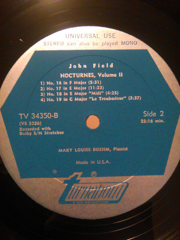 John Field (2) : Mary Louise Boehm : Nocturnes Vol. 2 (Nos. 12-19) (LP, Album)