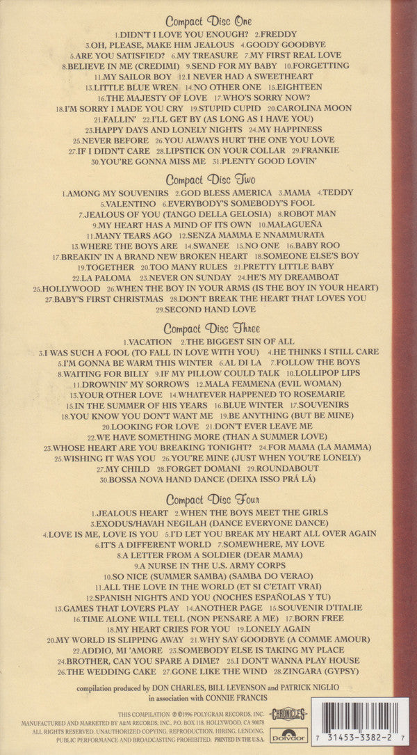 Connie Francis : Souvenirs  (4xCD, Comp + Box)