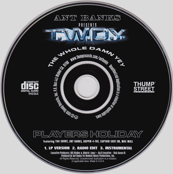 Ant Banks Presents T.W.D.Y. : Players Holiday (CD, Single)