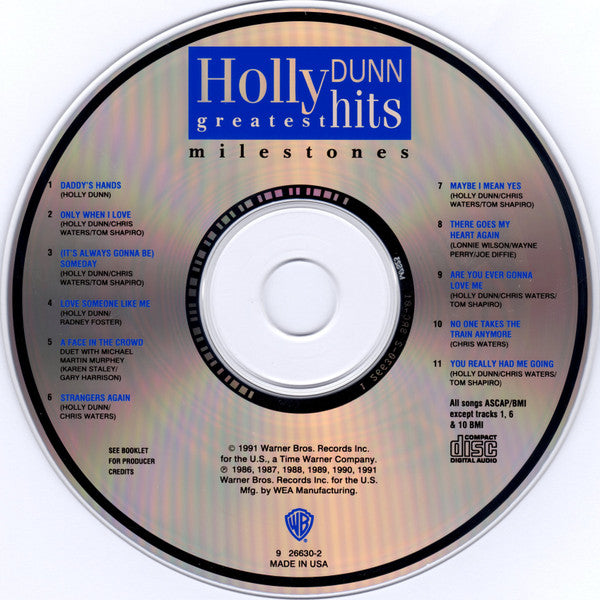 Holly Dunn : Milestones (Greatest Hits) (CD, Album, Comp, RP)