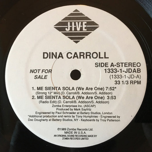 Dina Carroll : Me Sienta Sola (We Are One) (12", Promo)