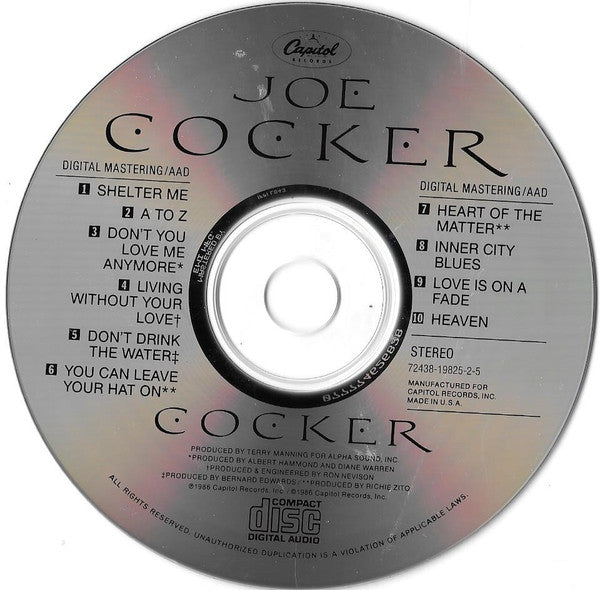 Joe Cocker : Cocker (CD, Album, RE)