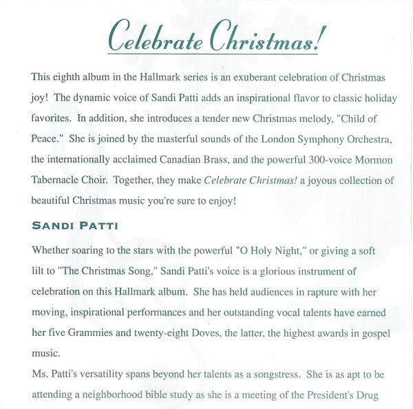 Sandi Patty Featuring... The Canadian Brass, Mormon Tabernacle Choir, London Symphony Orchestra : Celebrate Christmas! (CD, Album)