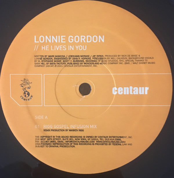 Lonnie Gordon : He Lives In You (2x12")