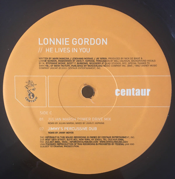 Lonnie Gordon : He Lives In You (2x12")