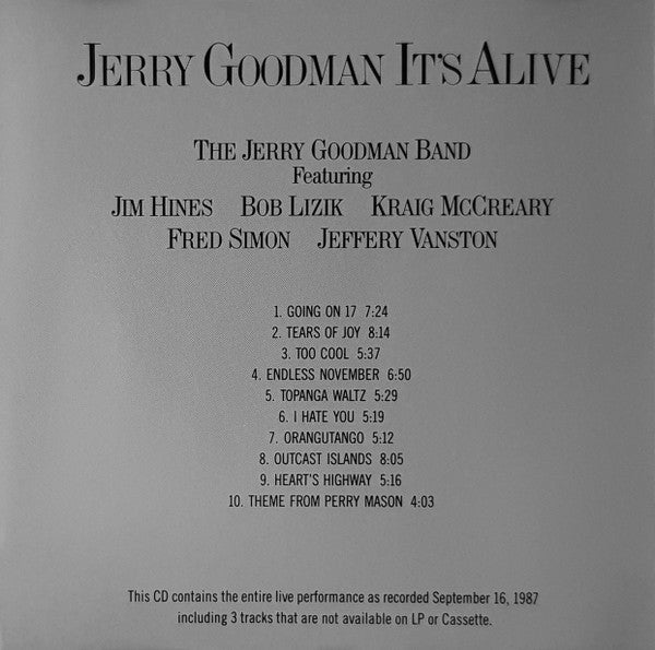 Jerry Goodman : It's Alive (CD, Album)