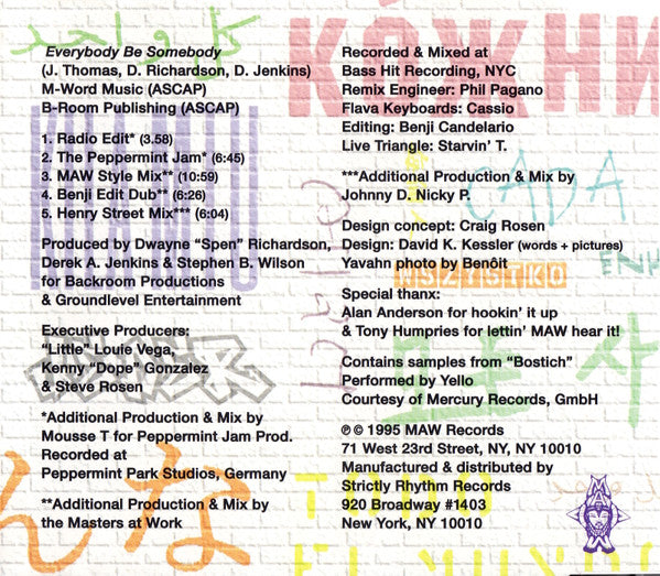 Ruffneck Featuring Yavahn : Everybody Be Somebody (CD, Maxi)