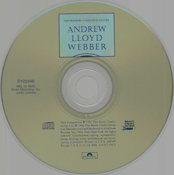 Various, Andrew Lloyd Webber : Andrew Lloyd Webber: The Premiere Collection Encore (CD, Comp, Club)