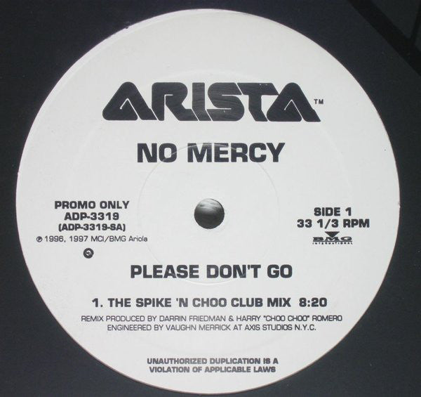 No Mercy : Please Don't Go (12", Promo)