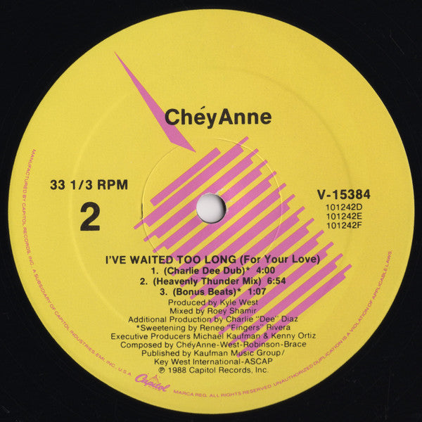ChéyAnne : I've Waited Too Long (For Your Love) (12")