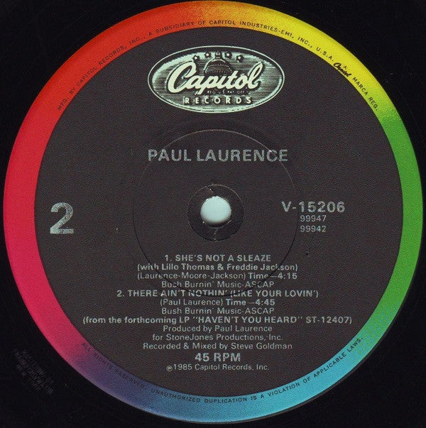 Paul Laurence : She's Not A Sleaze (12")