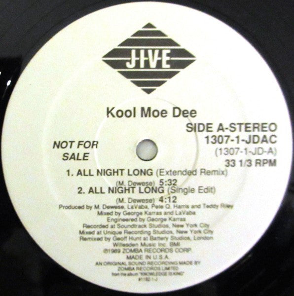 Kool Moe Dee : All Night Long (12", Promo)