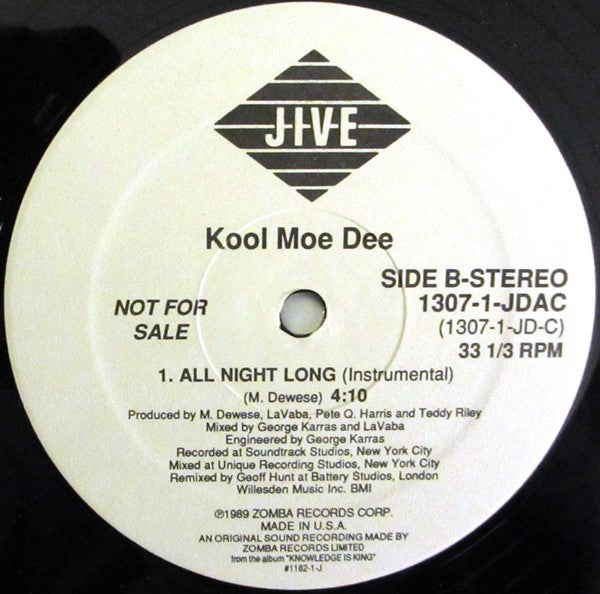 Kool Moe Dee : All Night Long (12", Promo)