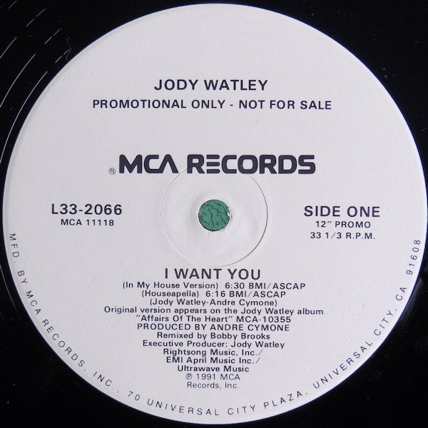 Jody Watley : I Want You (12", Promo)