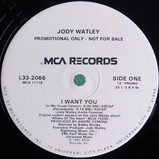 Jody Watley : I Want You (12", Promo)