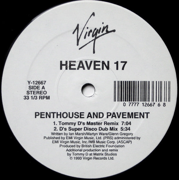 Heaven 17 : Penthouse And Pavement - The Tommy D Remixes (12", Single)