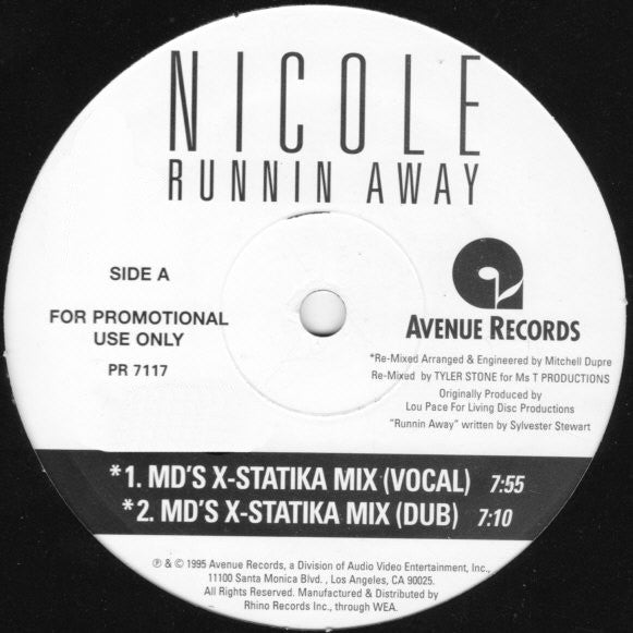 Nicole J McCloud : Runnin Away (12", Ltd, Promo)
